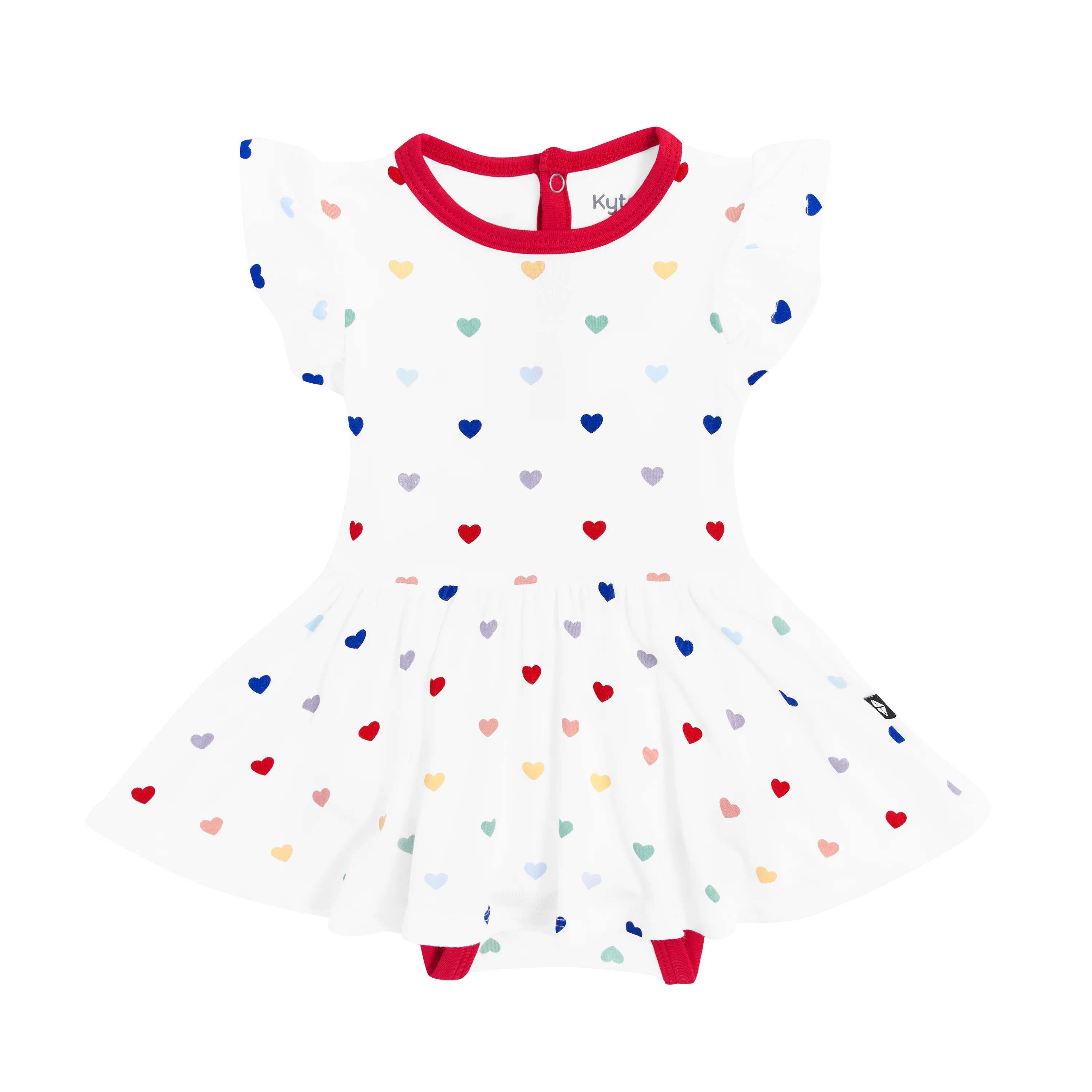 Twirl Bodysuit Dress in Cloud Rainbow Heart | Kyte BABY
