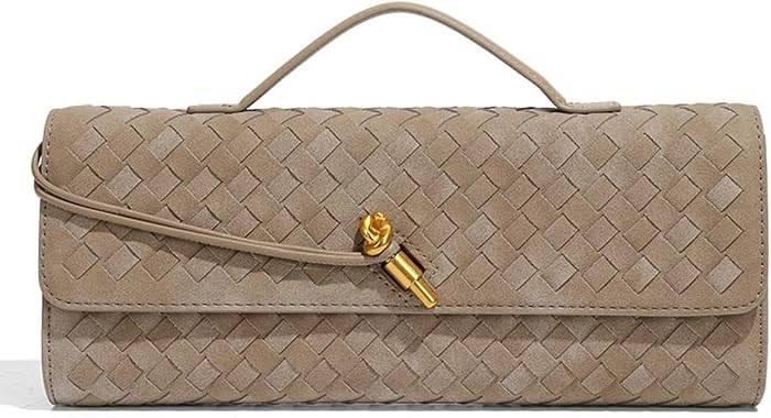 Suede Woven Evening Clutch Purses Women Crossbody Shoulder Hobo Handbag | Amazon (US)