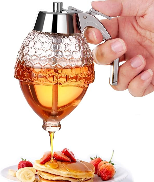 Honey Dispenser, 8oz Honey Dispenser No Drip Glass with Stand, Honey Container & Coffee Syrup Dis... | Amazon (US)