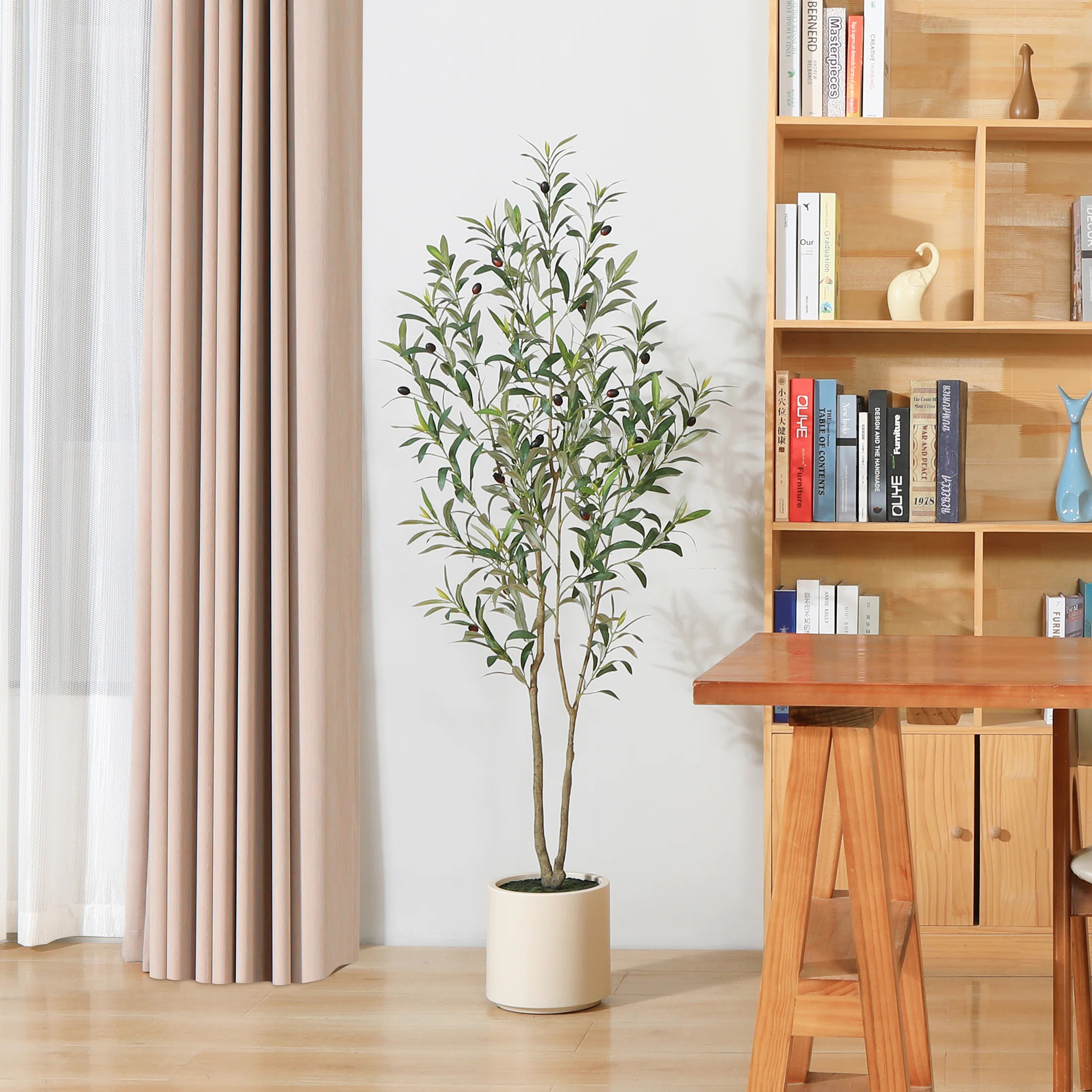 Altman Faux Olive Tree in White Planter, Lifelike Fake Olive Plant for Indoor and Outdoor Decor | Wayfair North America