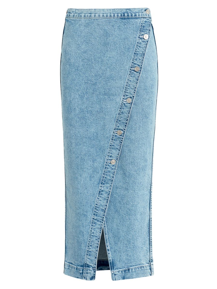 Asymmetric Stretch Denim Pencil Skirt | Saks Fifth Avenue