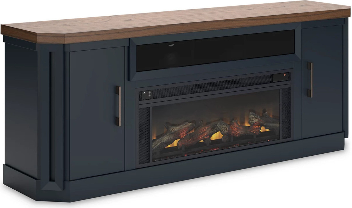 Landocken 83" TV Stand with Electric Fireplace In Two-tone | 1stopbedrooms