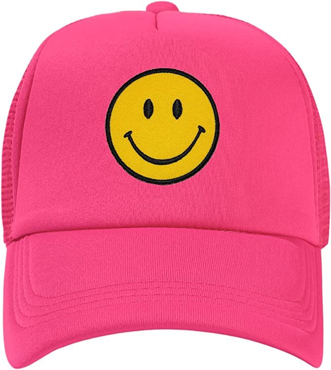 Smiley Face Trucker Hat Retro Mesh Baseball Cap with Smile Patch Foam Neon High Crown Y2K Hats fo... | Amazon (US)