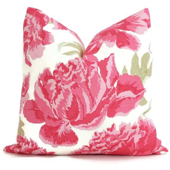 Christopher Farr Pink Peonies Decorative Pillow Covers 18x18, 20x20 or 22x22, 24x24, 26x26 or lum... | Etsy (US)