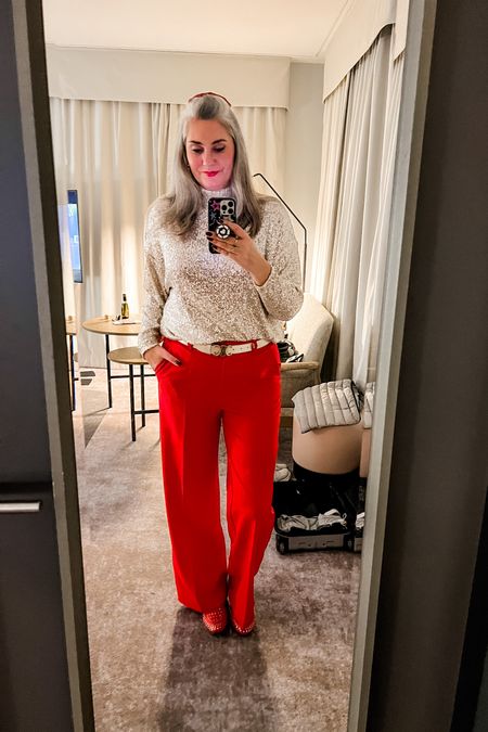 Ootd - Friday night. Champagne sequin top paired with red trousers (Raizzed) and red loafers. 

#LTKgift 

#LTKeurope #LTKHoliday #LTKstyletip