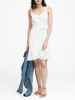 Eyelet Ruffle Wrap Dress | Banana Republic US