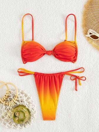 Nieuw mode sexy bikinizwempak met gradiëntprint voor dames, de boven- en onderkant zijn met elka... | SHEIN