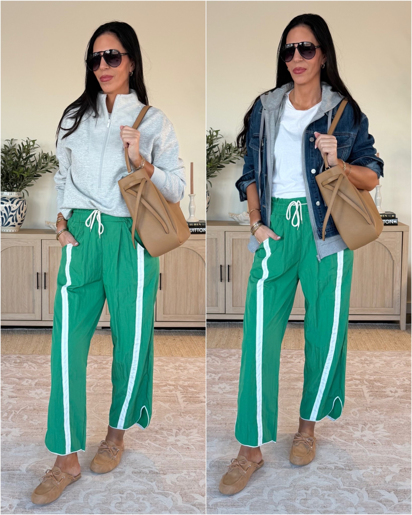 The perfect “mom on the go” style with these FP look for less pants and this denim jacket that has a build in sweatshirt. 
Small jacket 
Small pants 
Small tee 
Medium quarter zip 

#LTKU #LTKOver40 #LTKmomlife #LTKNYFW