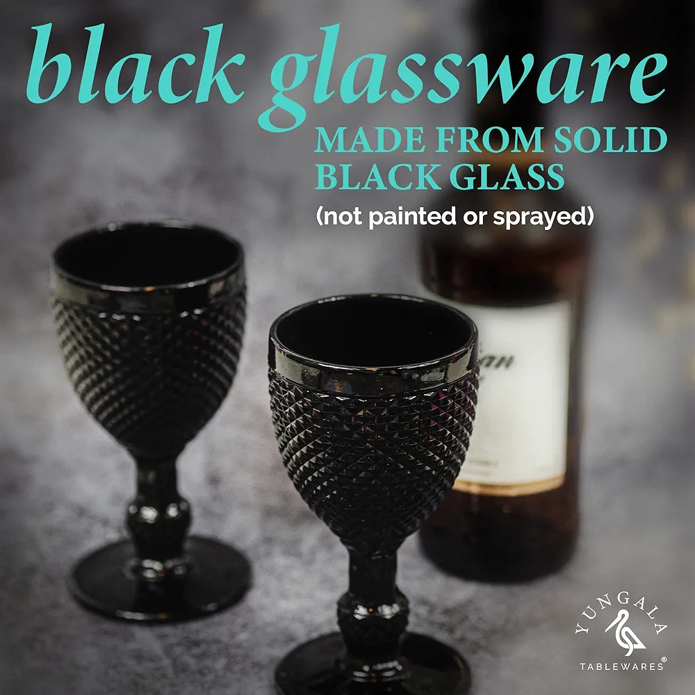 Yungala Black wine glasses set of four black goblets elegant gothic wine glasses for wedding gobl... | Amazon (US)