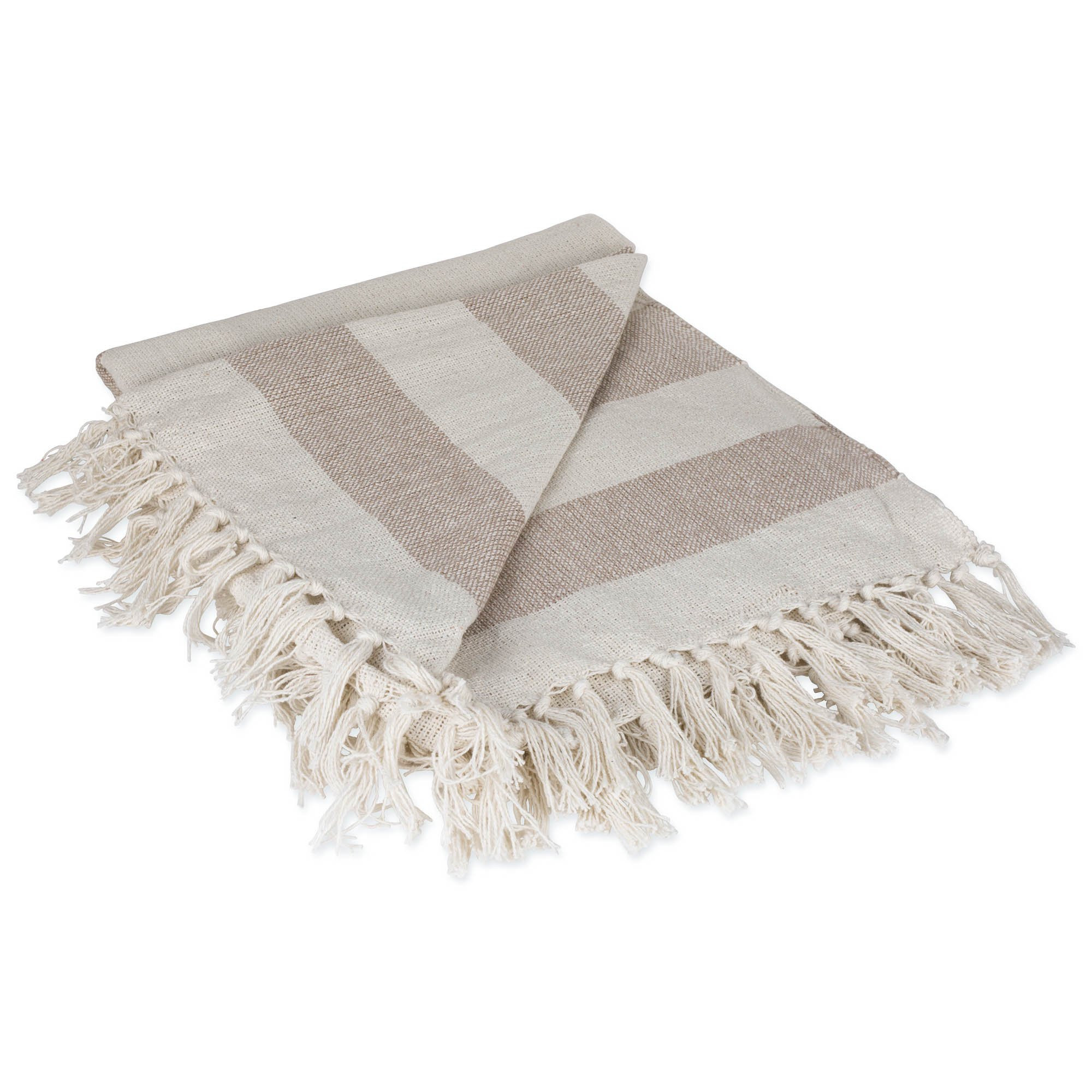 DII Rustic Farmhouse Cotton Cabana Striped Throw Blanket, Stone | Walmart (US)