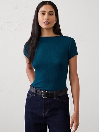 Soft Luxe Ribbed T-Shirt | Banana Republic Factory