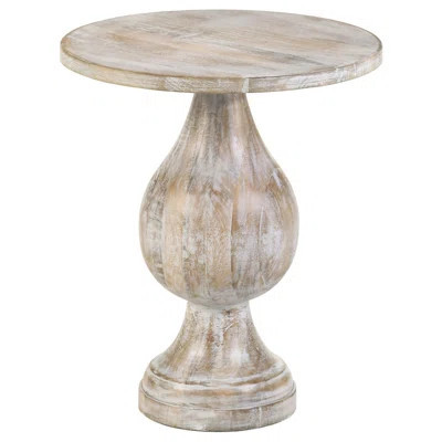 Mango Wood Table With White Wash Pedestal, 20 Inches High X Wide 24 Deep, Rustic Pedestal Table, 24" H 20" W D, Style Accent | Wayfair North America