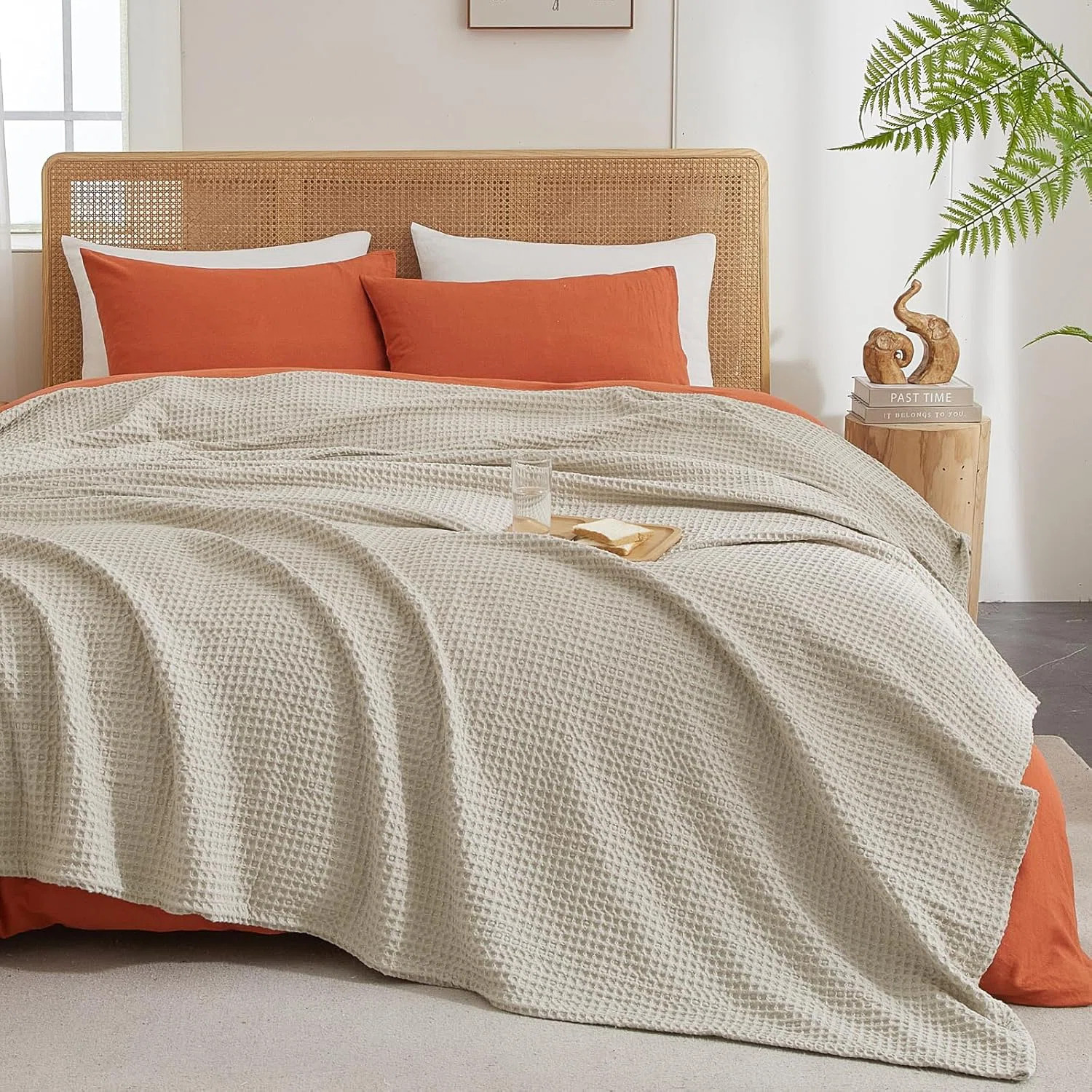 Soft Waffle Weave Blanket Queen Size - Washed Lightweight Breathable Cozy Woven Blanket for Bed | Wayfair North America