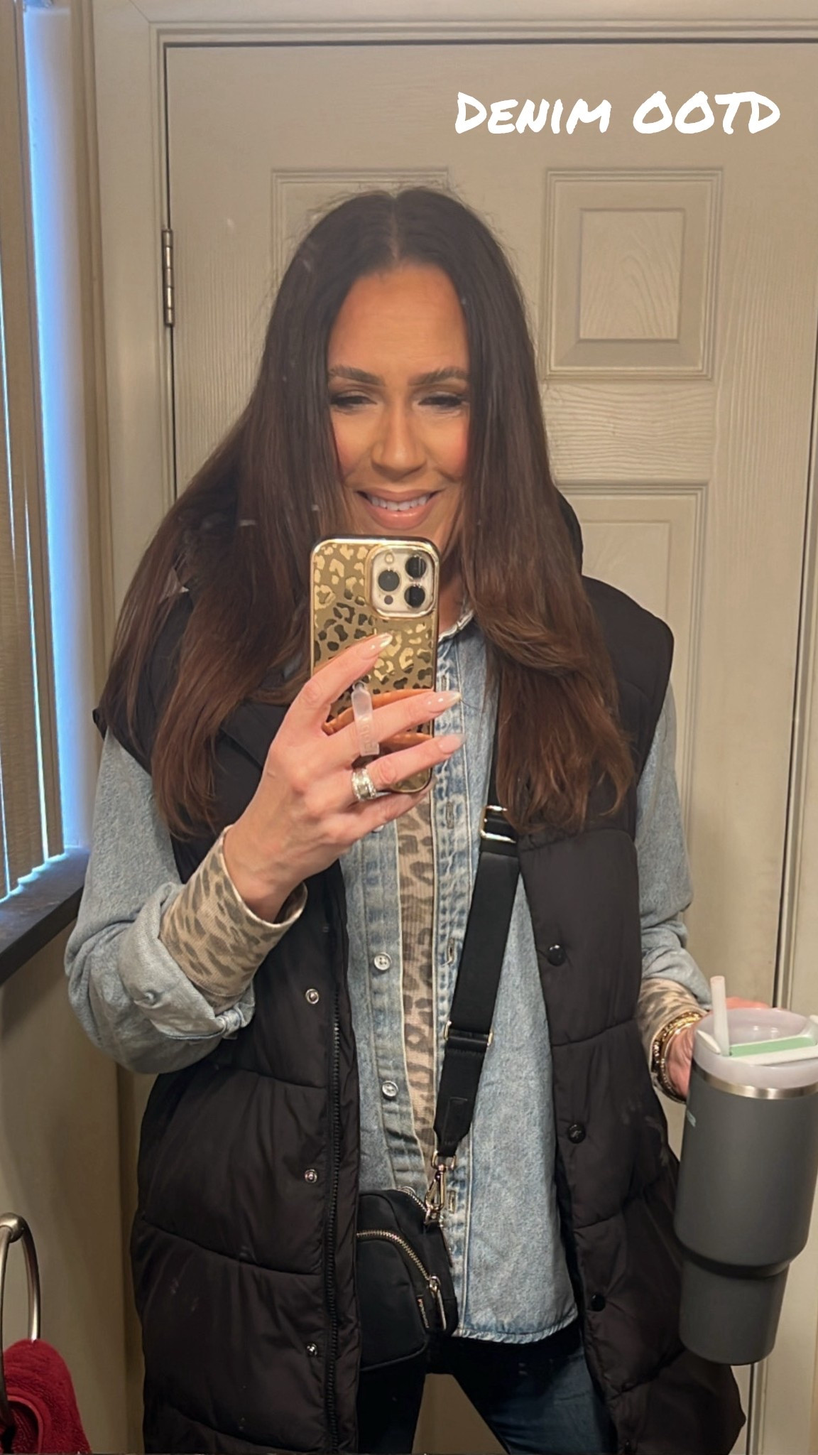 Denim OOTD, puffer vest, crossbody bag, mom outfit, school pickup outfit #LaidbackLuxeLife

Denim shirt: M
Jeans: 8 Long
Puffer vest: S
Slippers (not shown): Run TTS

Hey Beautiful! Feel free to comment on this post if you have any questions! 🫶🏽

Follow me for more fashion finds, beauty faves, lifestyle, home decor, sales and more! So glad you’re here!! XO, Karma

#LTKdayinmylife #LTKootd #LTKOver40