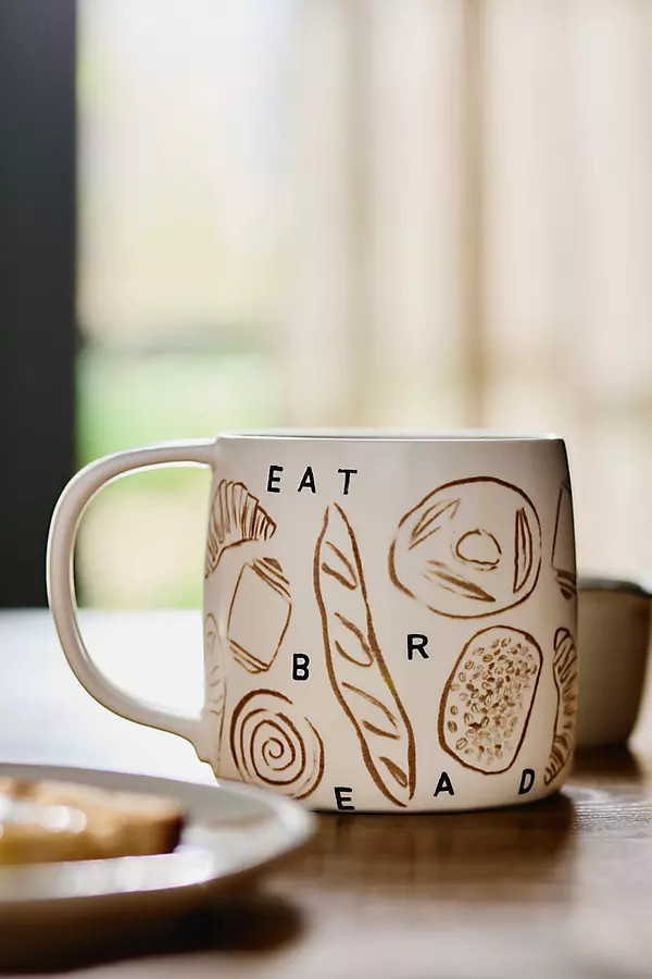 Phthalo Ruth Stoneware Eat Bread Mug | Anthropologie (US)