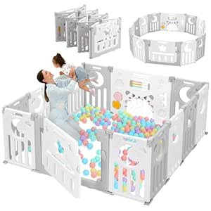 Baby Playpen, Dripex Baby Playard for Babies and Toddlers, 14-Panel Foldable Playpen Adjustable P... | Amazon (US)