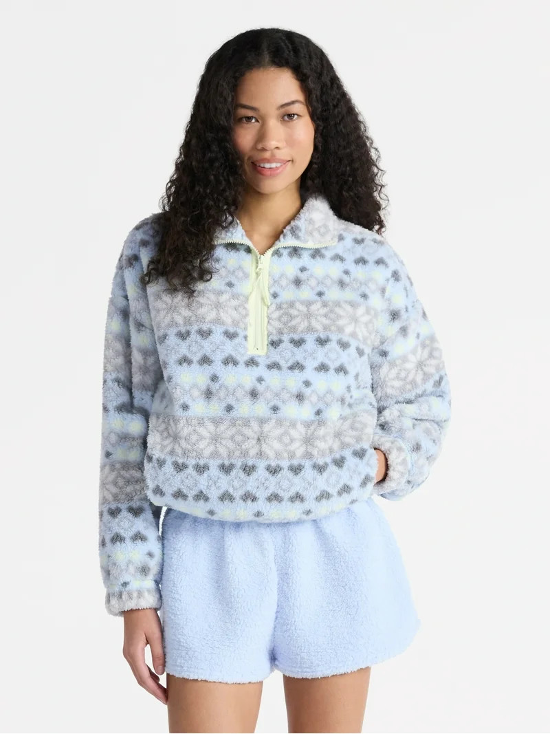 No Boundaries Plush Half-Zip Pullover, Women's | Walmart (US)