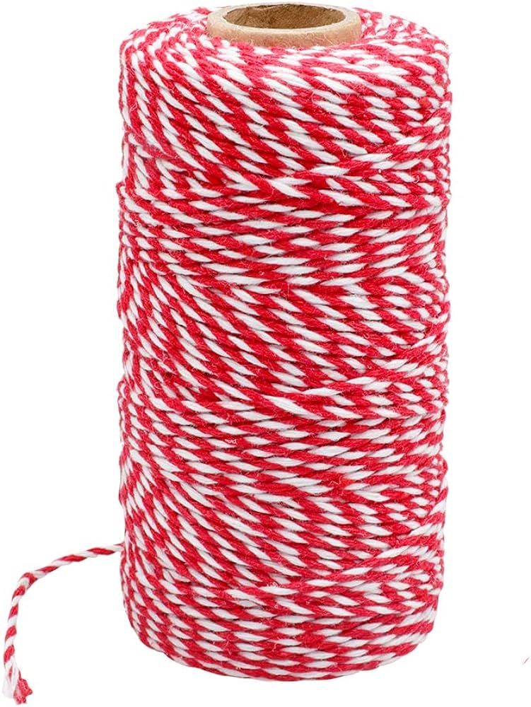 Red White Gift Twine String Holiday Twine 328 Feet Cotton Bakers Twine Crafts Christmas Twine Dur... | Amazon (US)
