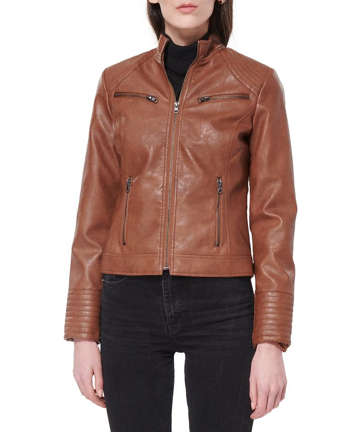 Maralyn & Me Juniors' Faux-Leather Jacket, Created for Macy's & Reviews - Coats & Jackets - Women... | Macys (US)