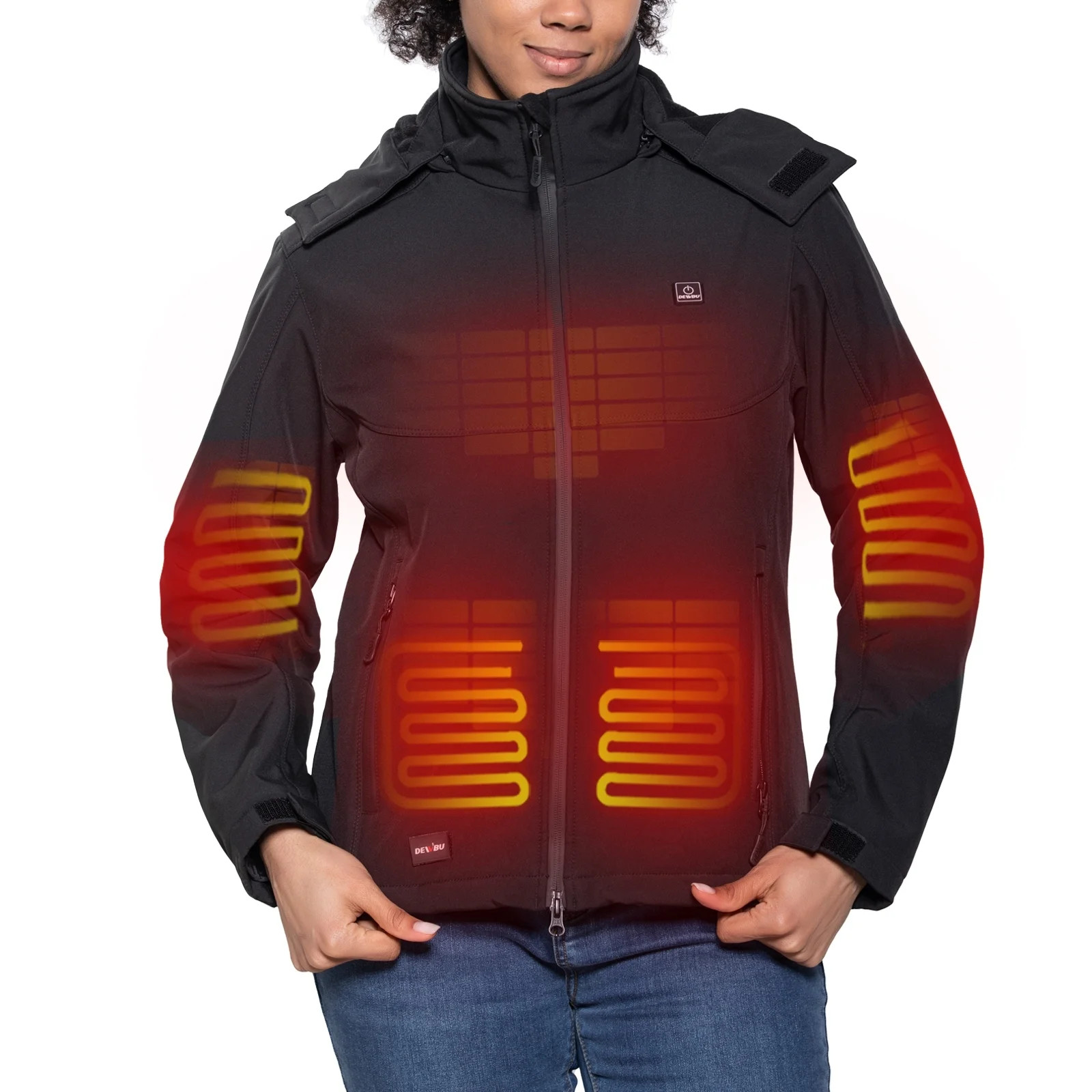 DEWBU Heated Jacket for Women with Detachable Hood, Soft Shell Heated Coat with 12V Battery Pack,... | Walmart (US)