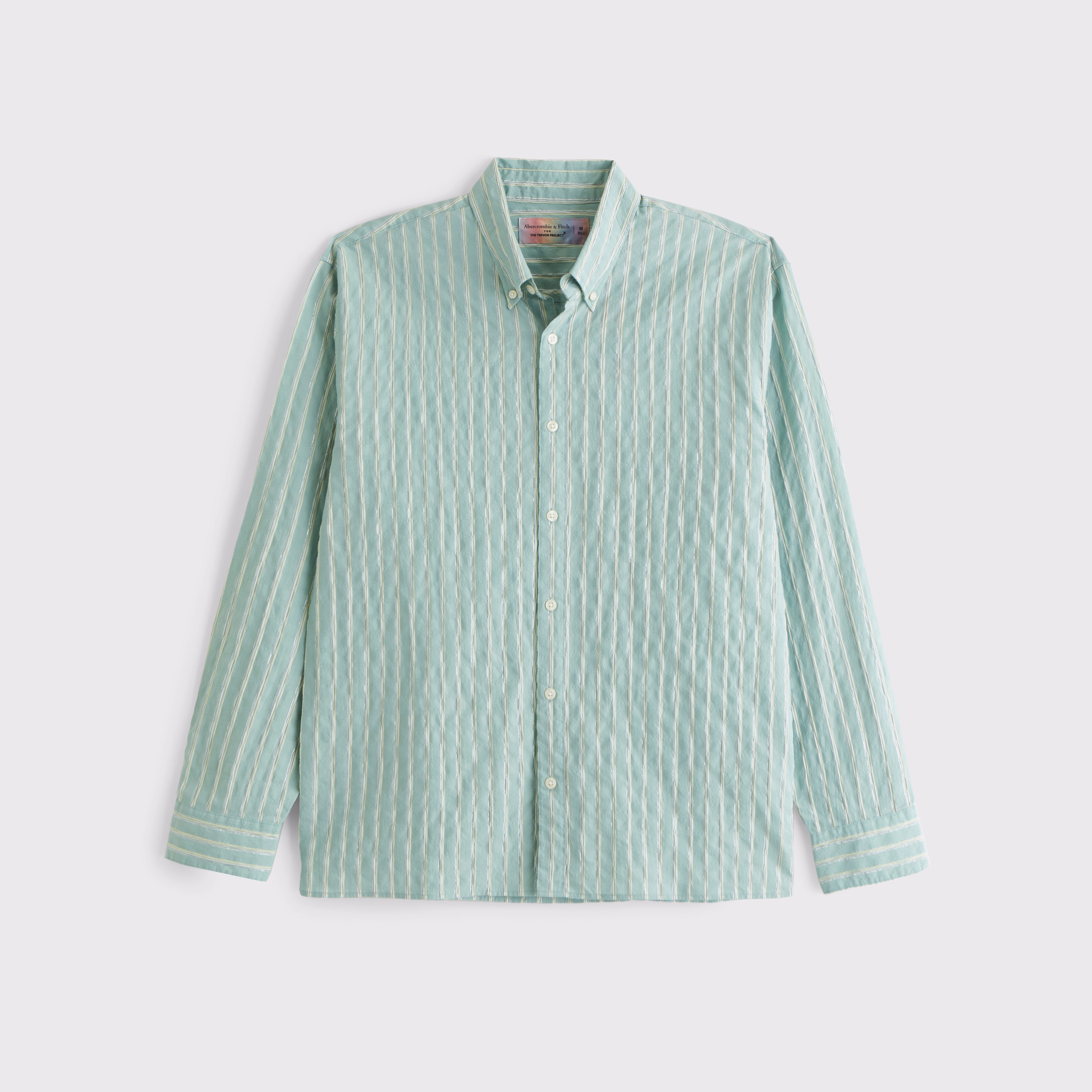 Pride Long-Sleeve Striped Button-Up Shirt | Abercrombie & Fitch (US)