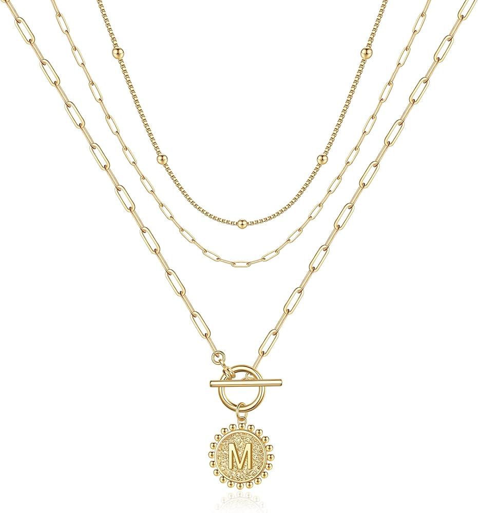 Amazon.com: IEFWELL Dainty Layered Necklaces for Women, 14K Gold Plated Paperclip Link Necklace f... | Amazon (US)