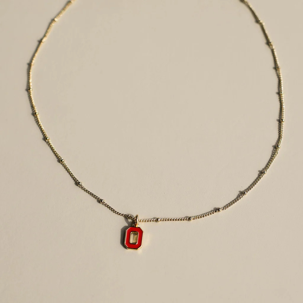 Ohio State University Charm Necklace | Nickel and Suede