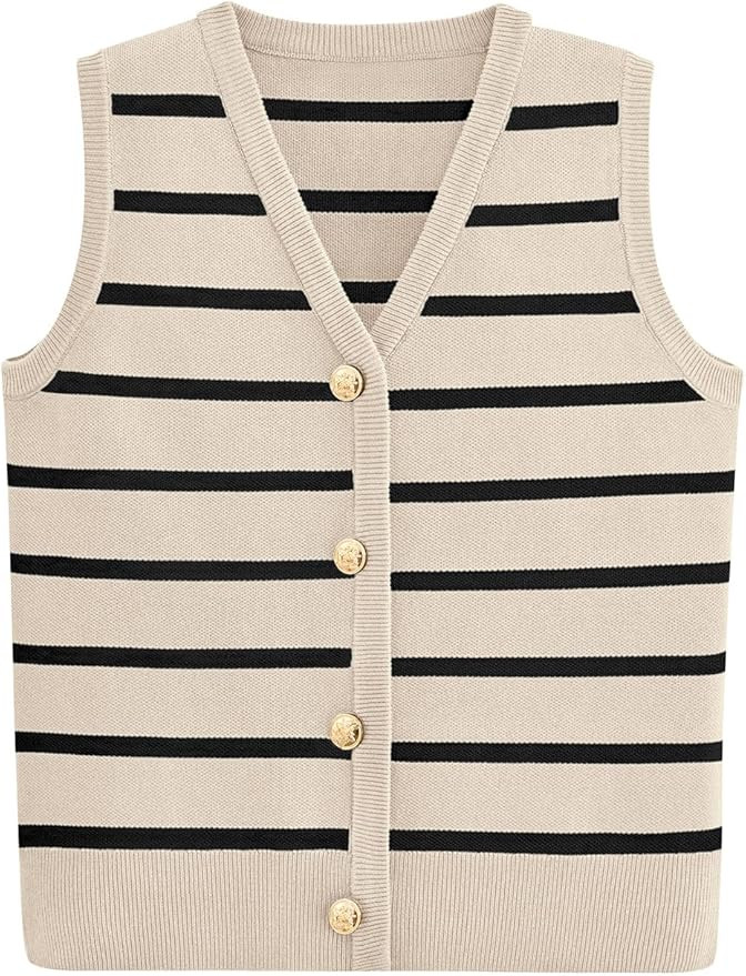 NALANISA Women's Trendy Sleeveless Knit Striped Sweater Vest Tank Tops 2024 Summer Slim Fitted Te... | Amazon (US)
