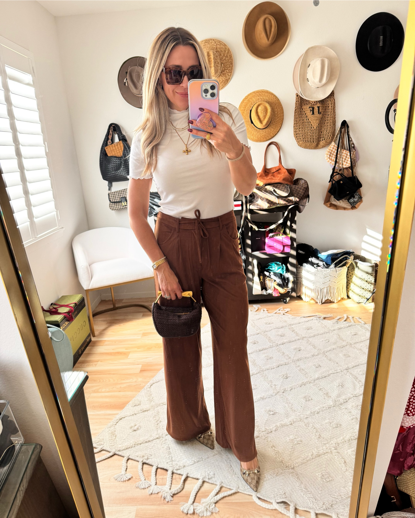 These faux suede tie pants are so versatile. Perfect for work or a night out. Would be cute with sneakers too 🤎 These Amazon tops are so cute and affordable too . 

#LTKOver40 #LTKWorkwear #LTKSeasonal