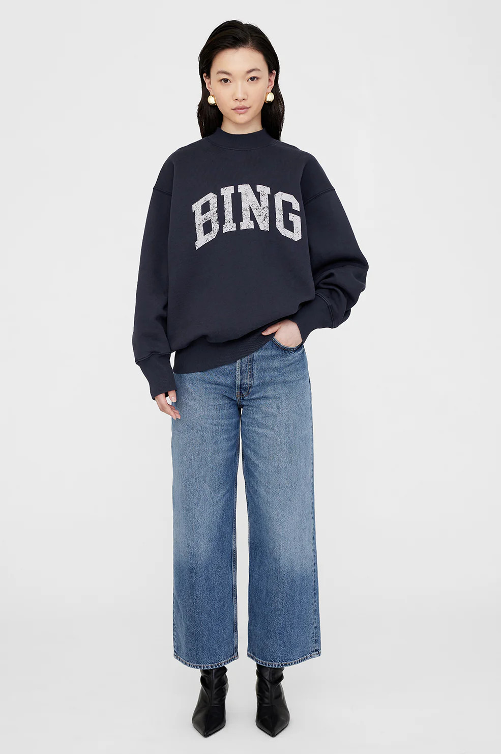 ANINE BING Bradie Sweatshirt Bing in Navy | Anine Bing