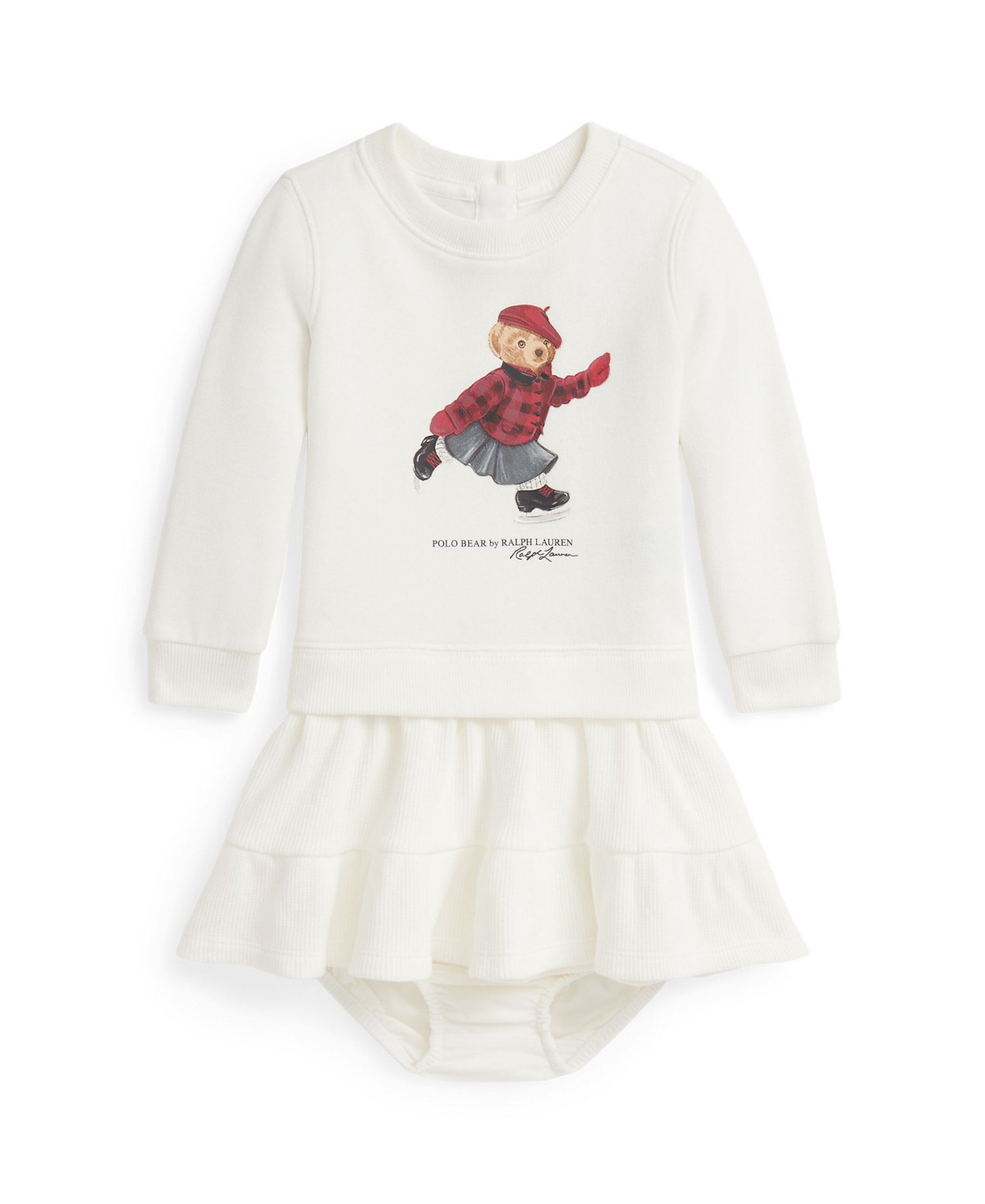 Polo Ralph Lauren Baby Girls Bear Fleece Dress and Bloomer - White | Macy's