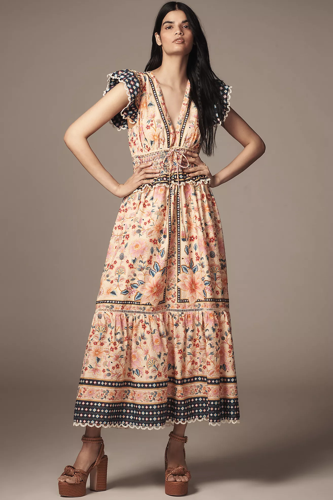 Farm Rio Superbloom Tapestry Ruffle Maxi Dress | Anthropologie (US)