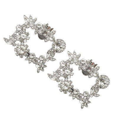 Unique Bargains Women's Rhinestone Shoe Clips Silver Tone 2 Pcs | Target