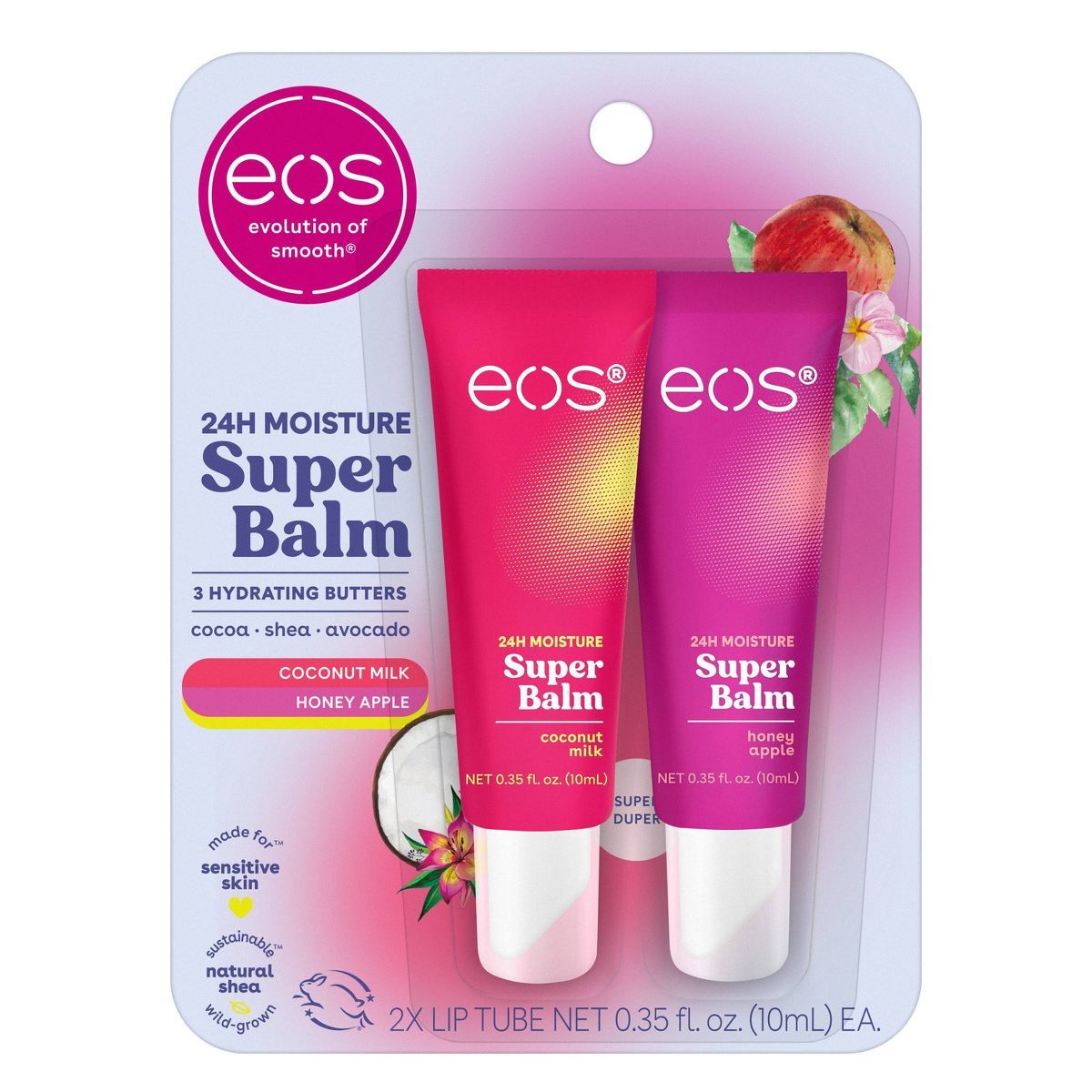 eos 24H Moisture Super Lip Balm - Coconut Milk & Honey Apple - 0.35 fl oz/2pk | Target
