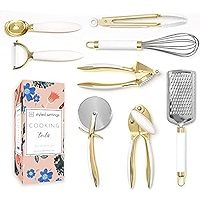 White & Gold Kitchen Tools and Gadgets - Luxe 8PC Cooking Tools and Gadgets with Anti-Slip Handles,  | Amazon (US)