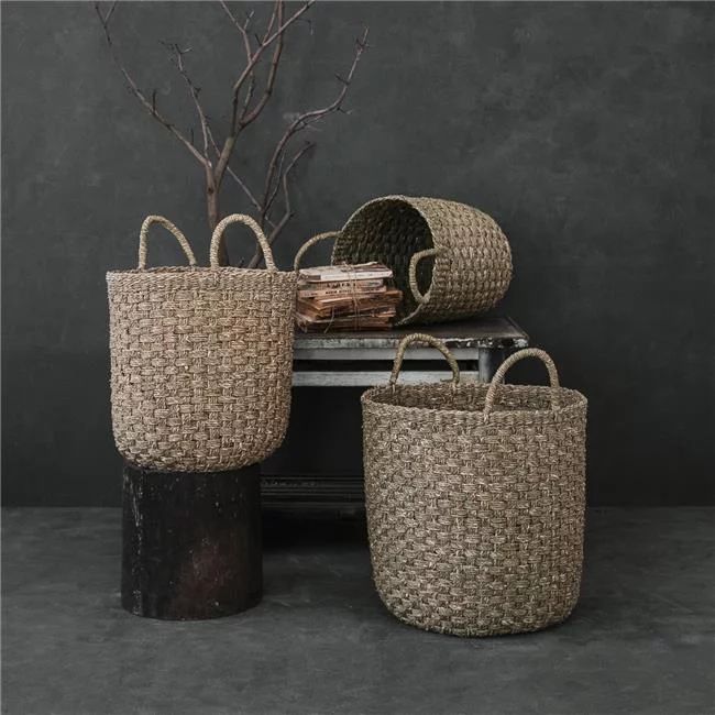 Zentique ZENWS-B16 M Hand Woven Cylindrical Seagrass Basket with Handles, Medium | Walmart (US)