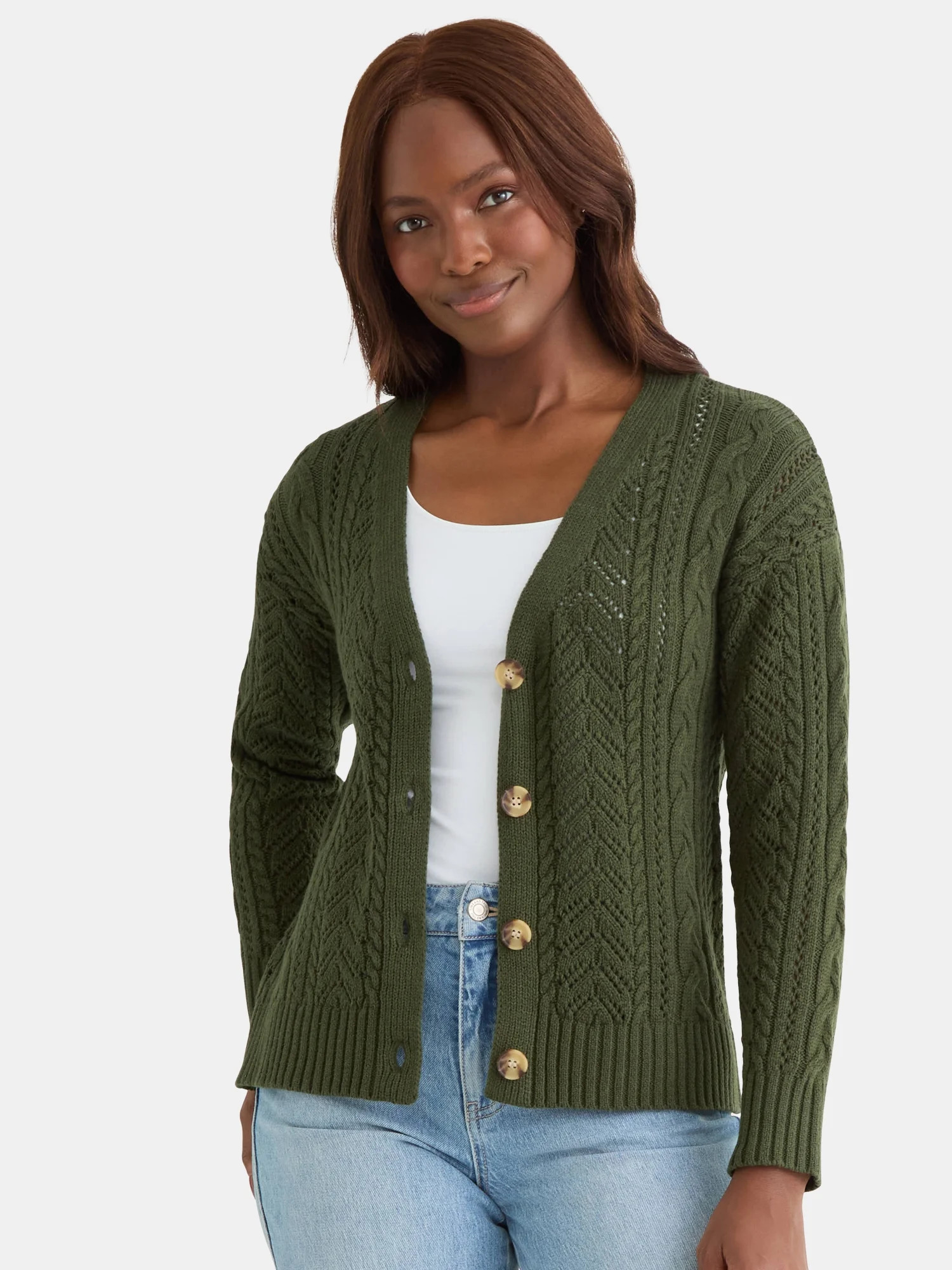 Time and Tru Women's Boyfriend Cardigan Sweater, Lightweight, Sizes XS-XXXL | Walmart (US)