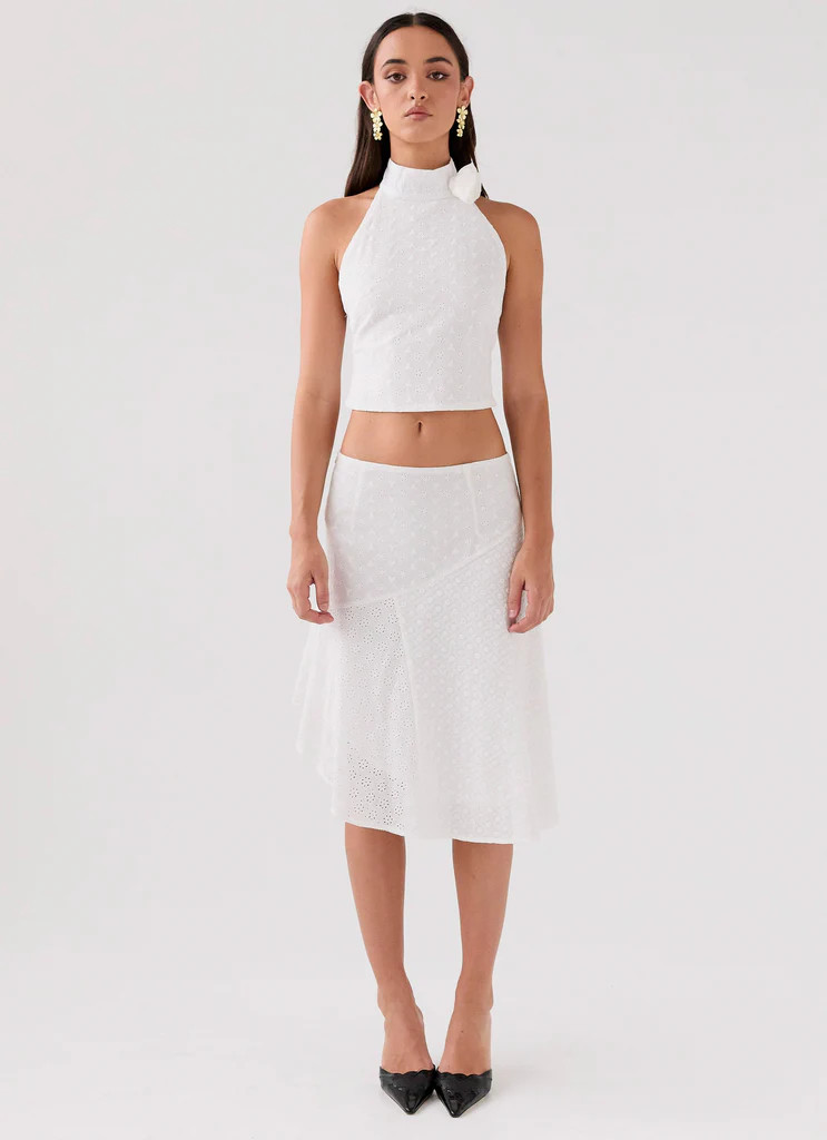 Dewdrop Petal Midi Skirt - Lily White | Peppermayo (Global)