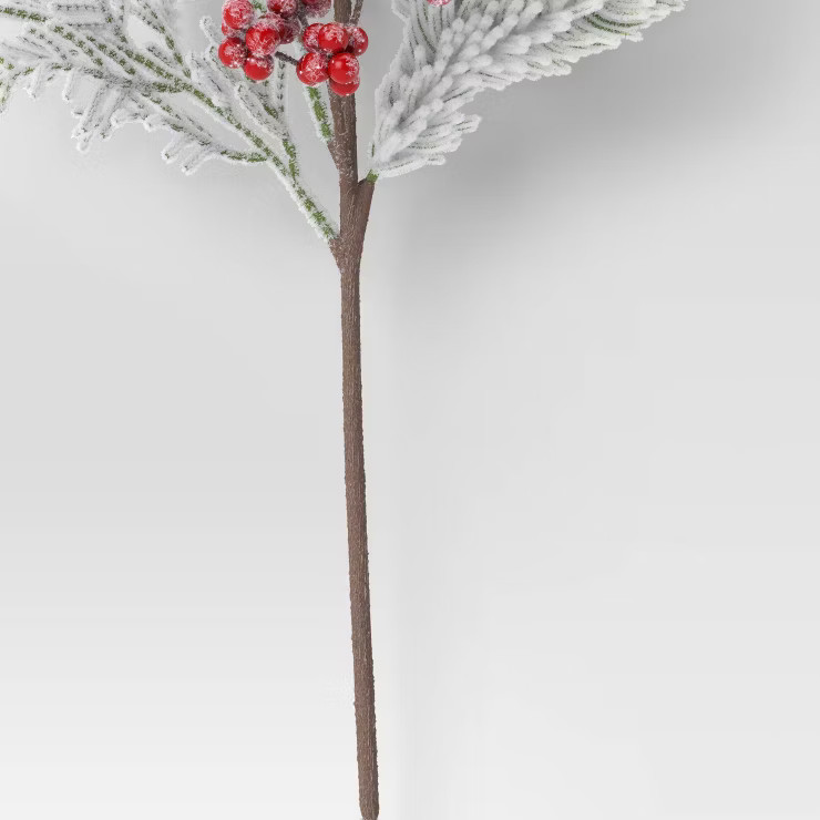 Flocked Pine and Red Berry Stem Arrangement - Threshold™ | Target