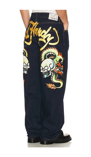 Ed Hardy Dragons Selvage Baggy Denim Pants in Blue. - size 32 | Revolve Clothing (Global)