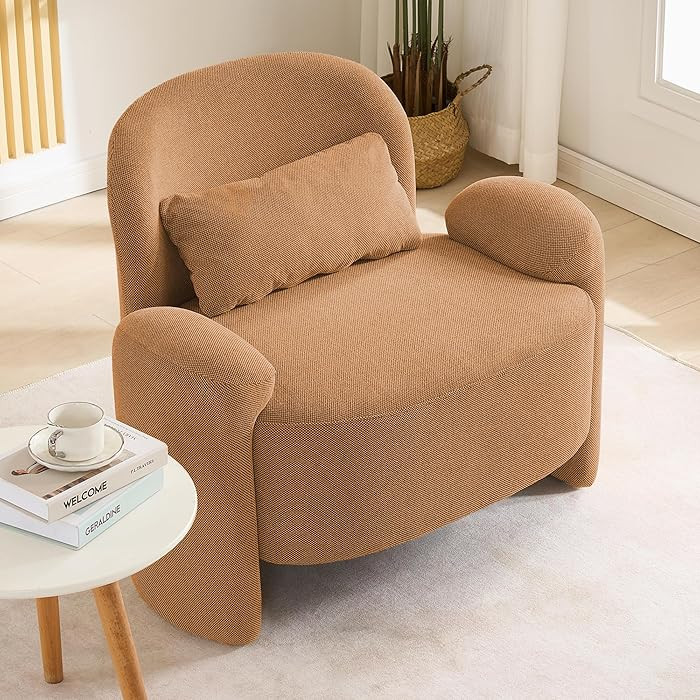LOULENS Oversized Accent Chair for Living Room, Modern Linen Fabric Comfy Lounge Armchair, Uphols... | Amazon (US)