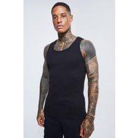 Men's Slim Fit Ribbed Vest - Black - L, Black | Boohoo.com (UK & IE)