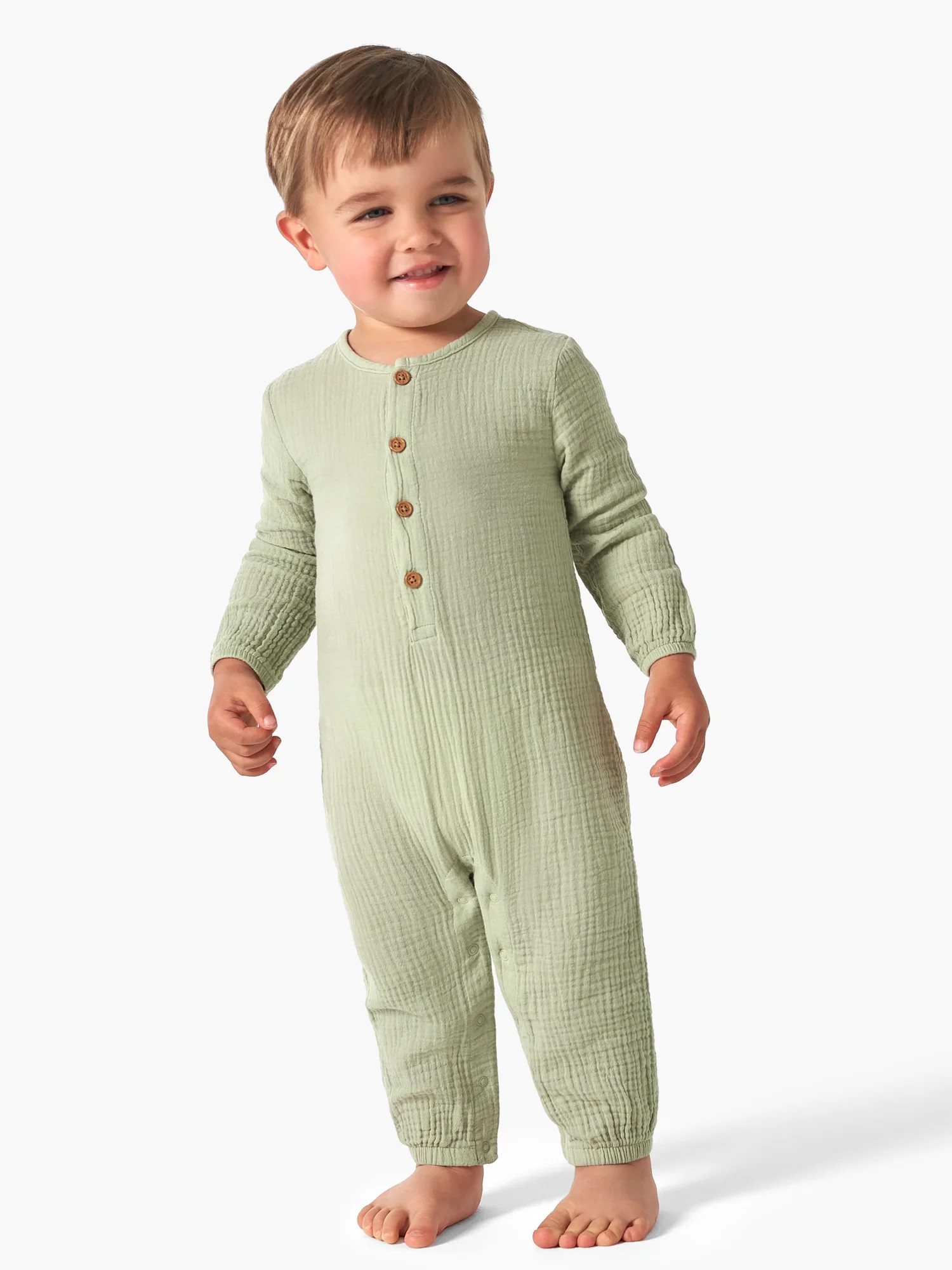 Modern Moments by Gerber Baby Boy Gauze Romper, Sizes 0/3M-24M - Walmart.com | Walmart (US)