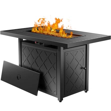 Arial 25.2'' H x 42.9'' W Iron Propane Outdoor Fire Pit Table with Lid | Wayfair North America