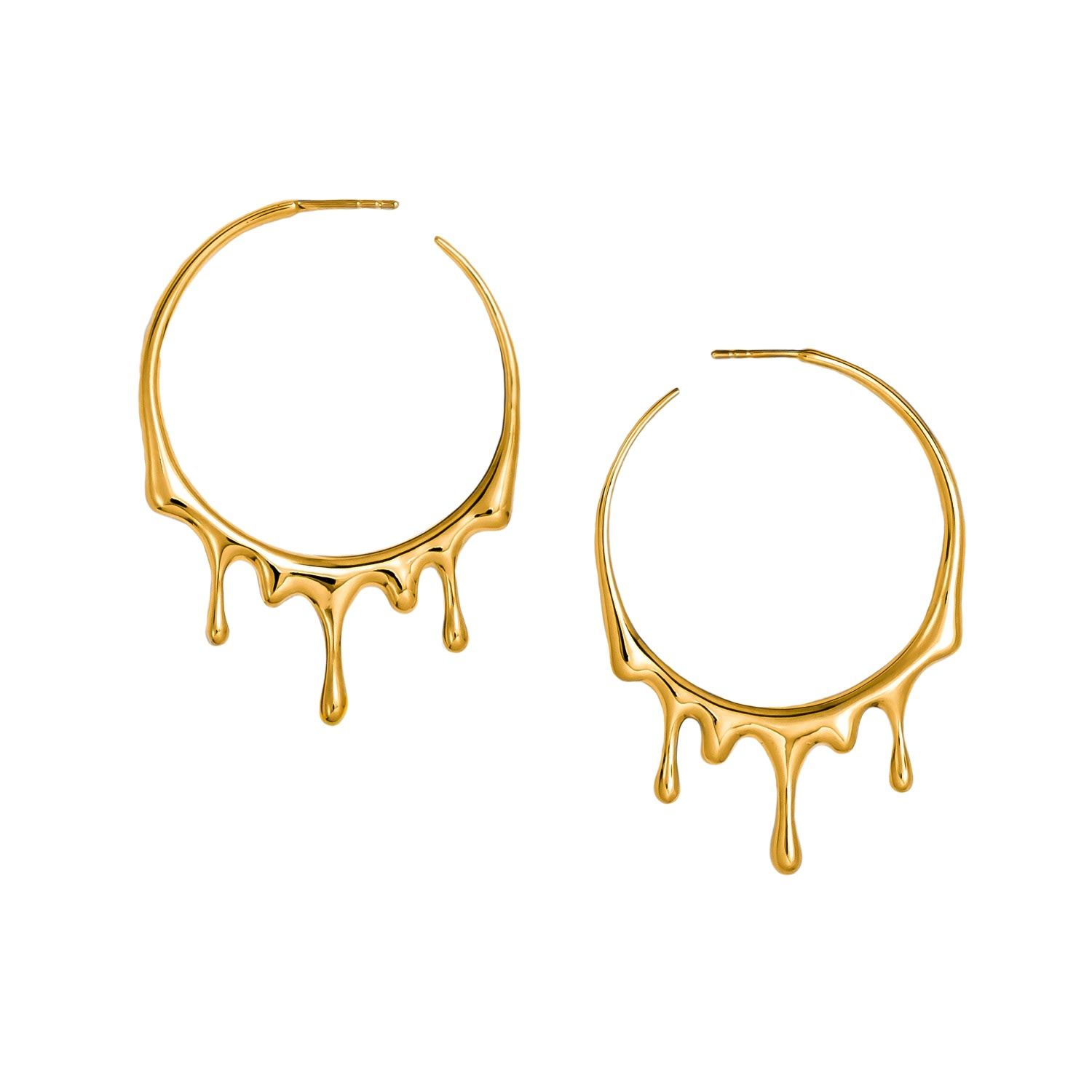 Dripping Circular M-1 Gold Earrings | Wolf & Badger (US)