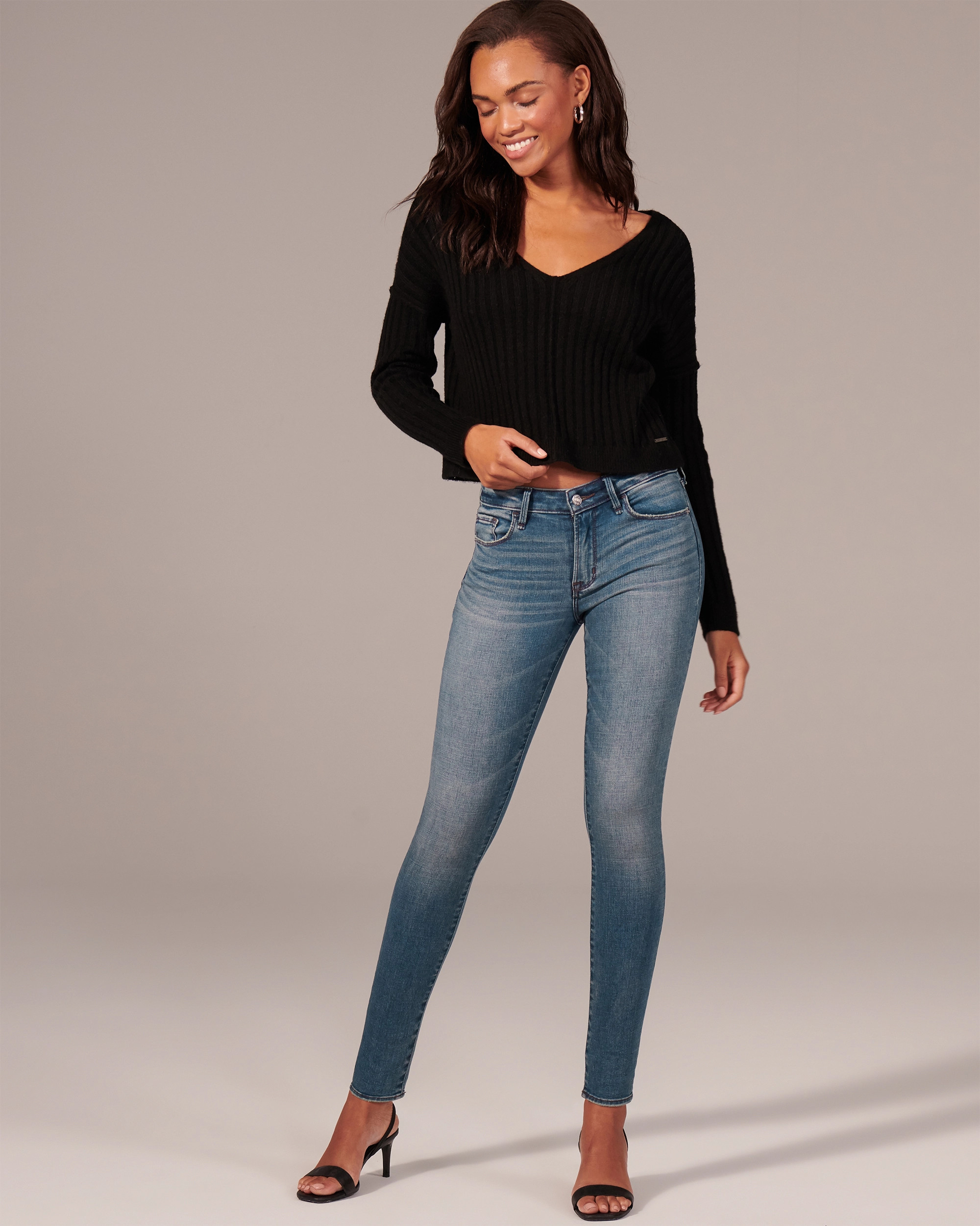 Mid Rise Super Skinny Jeans | Abercrombie & Fitch (US)