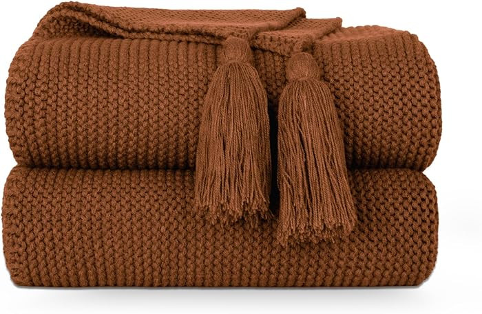 MACEVIA Brown Throw Blanket for Bed Couch 50" X 60" Knitted Blanket Christmas Decorative for Livi... | Amazon (US)