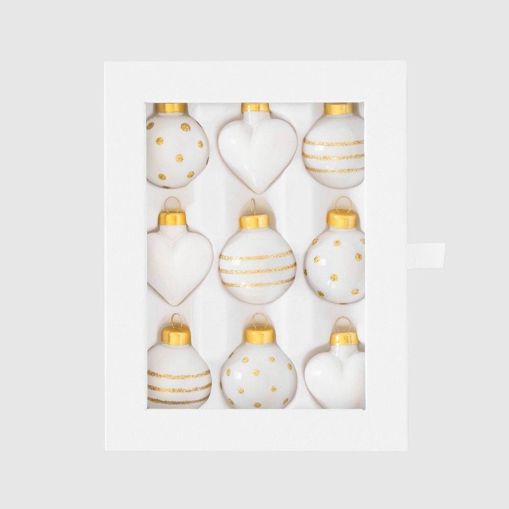 9ct Glass Ornament Set Gold/White - Sugar Paper + Target | Target