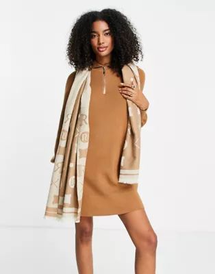 River Island super soft printed logo scarf in beige | ASOS (Global)