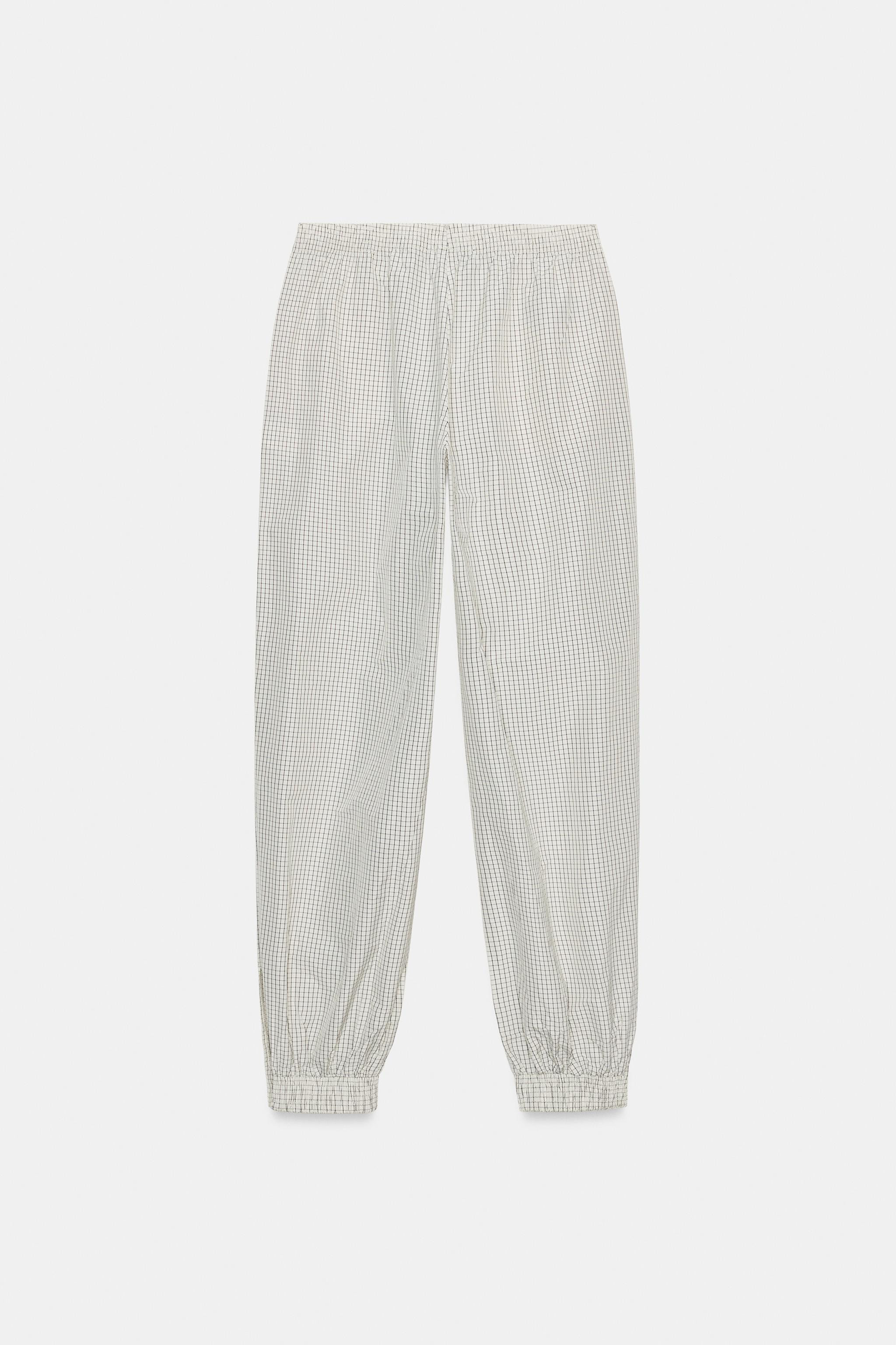 NYLON PLAID BALLOON PANTS | Zara US
